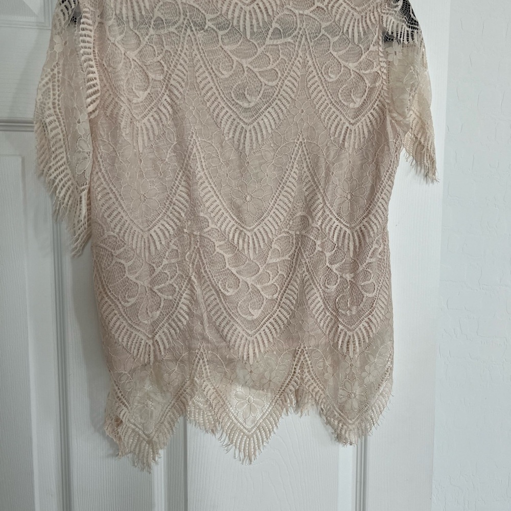 Listicle Tan Asymmetrical Embellished Blouse - Picture 3 of 5